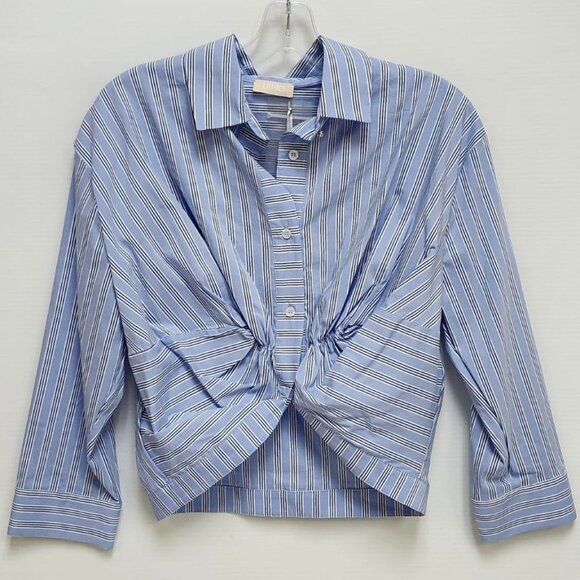Liu Jo Women's Blue/White Striped Long Sleeved Shirt W/Elastic Knot Look Size 38 - Picture 1 of 12